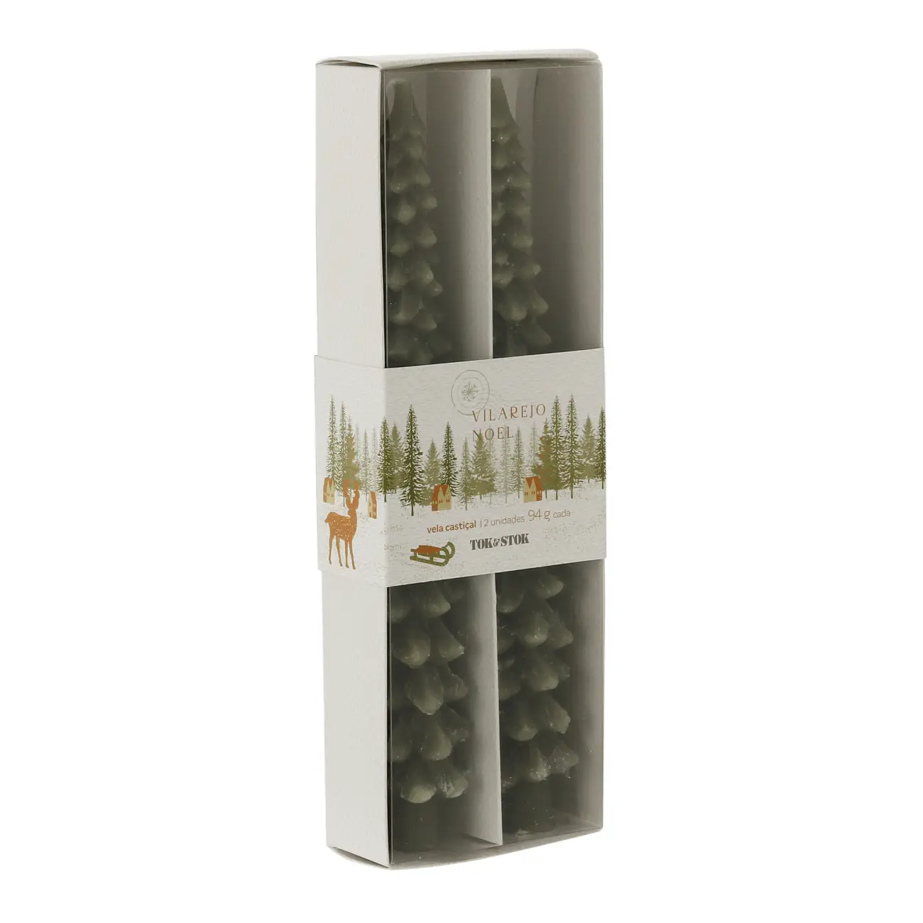 KIT COM 2 VELAS CASTIÇAL VILAREJO NOEL ÁRVORE - CIPRESTE - Foto 3
