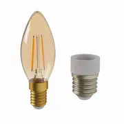 LÂMPADA VELA FILAMENTO E14 E27 3W 220V LUZ AMARELA TASCHIBRA - HANBAR - Foto 13