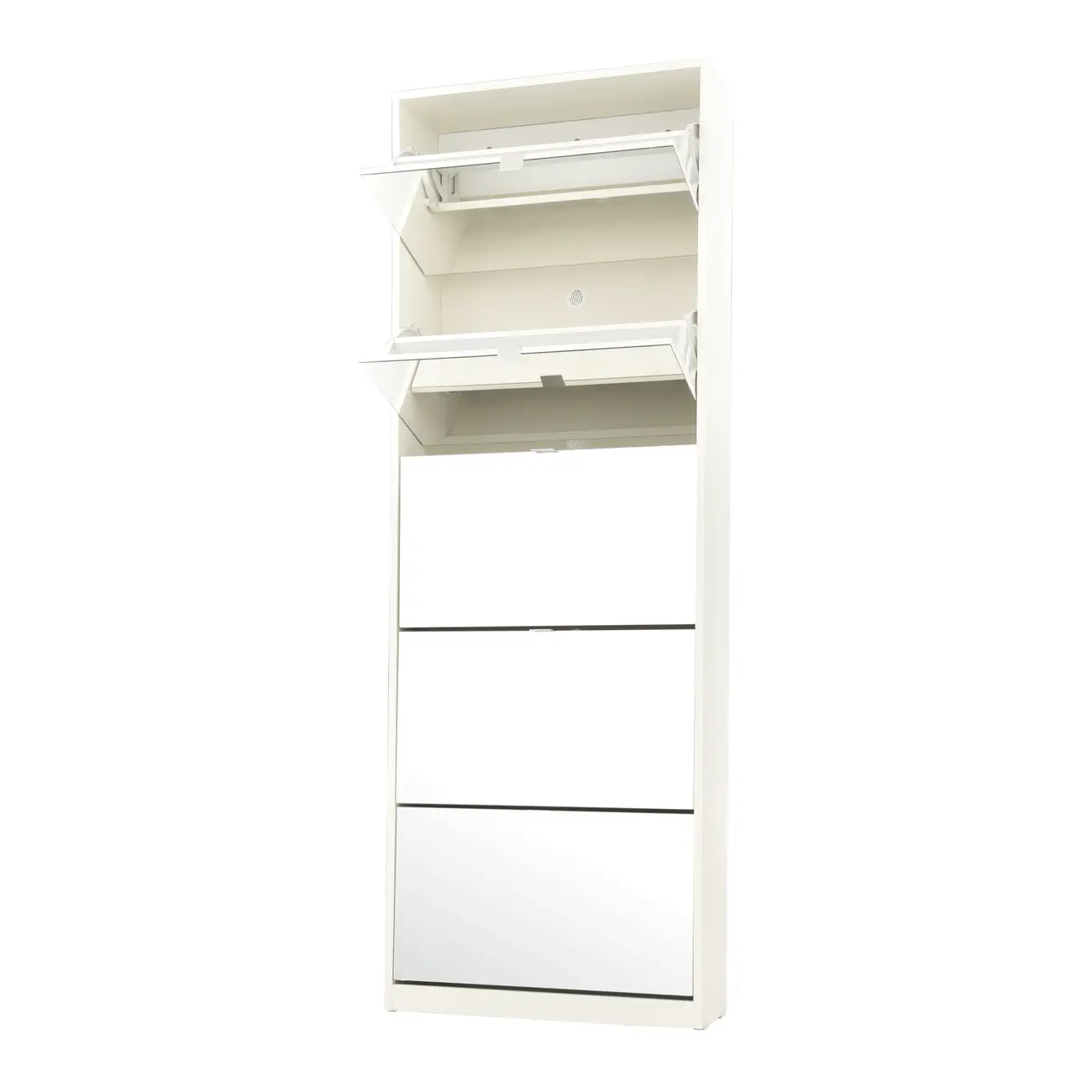 SAPATEIRA PISO/PAREDE 5 PORTAS BASCULANTES FAMILY MIRROR - BRANCO/PRATA - Foto 4