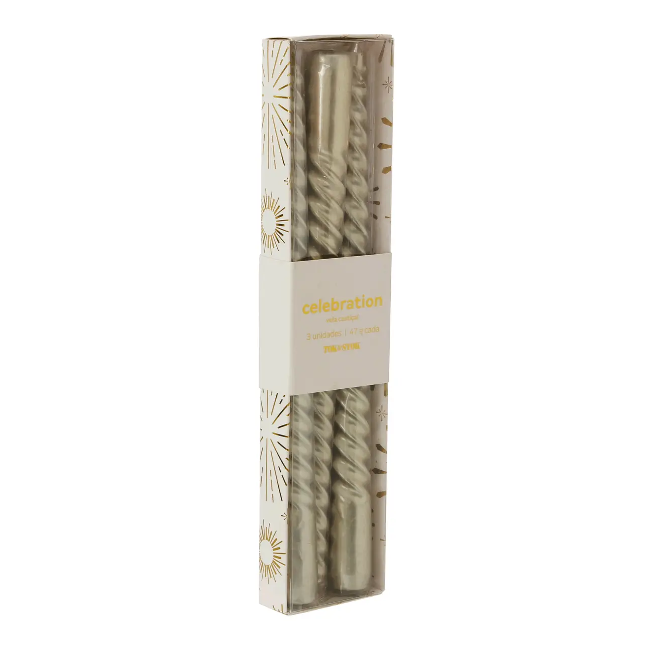 KIT COM 3 VELAS CASTIÇAL CELEBRATION - OURO - Foto 3