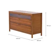 CÔMODA 3 GAVETAS 1,25 M X 45 CM MASCAVO - NOZES/INCOLOR - Foto 6