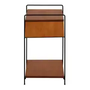 MESA DE CABECEIRA 1 GAVETA COM PALHINHA VIERNES - PRETO/NOZES - Foto 4