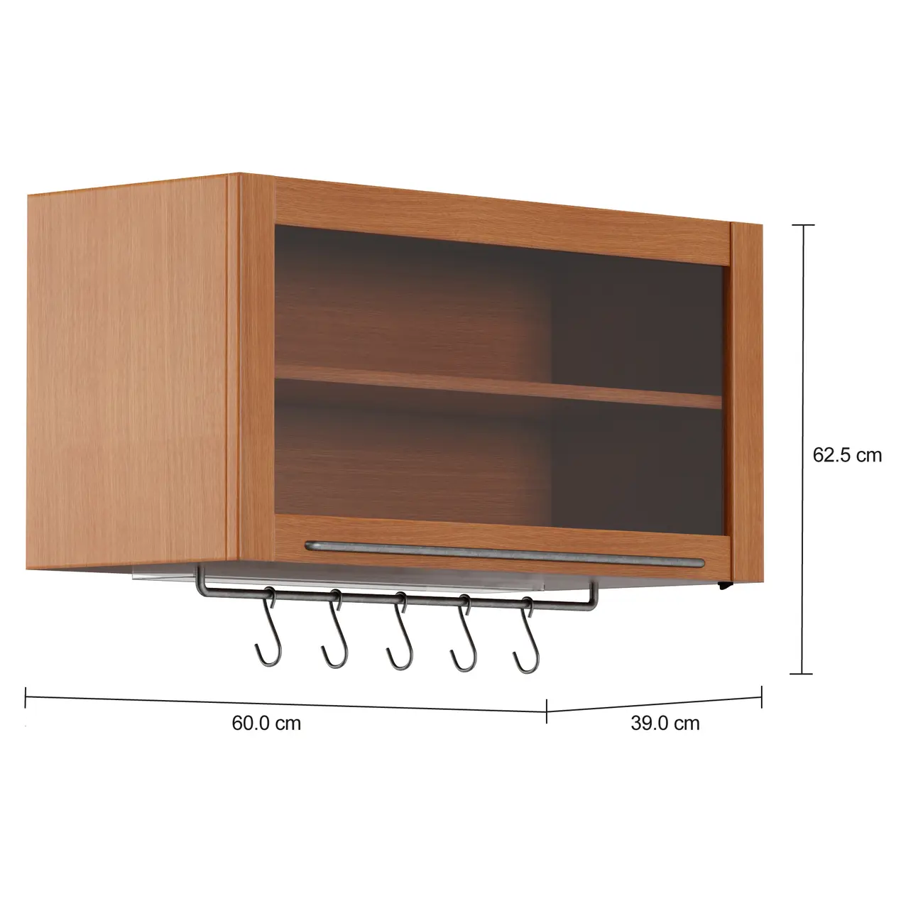 ARMÁRIO DE COZINHA AÉREO 80 CM 1 PORTA BASCULANTE GOURMET - NOZES/INCOLOR - Foto 4