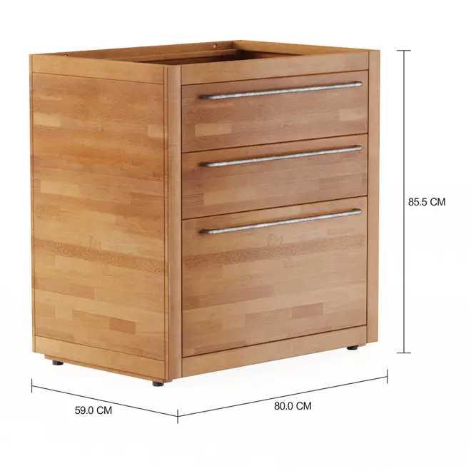 GAVETEIRO PARA COZINHA 80 CM 3 GAVETAS GOURMET - NOZES/ZINCO - Foto 10