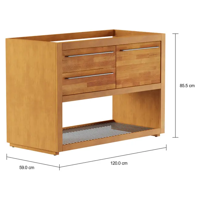 ARMÁRIO DE COZINHA INFERIOR 1,20 M 2 GAVETAS/1 PORTA BASCULANTE GOURMET - NOZES/ZINCO - Foto 4