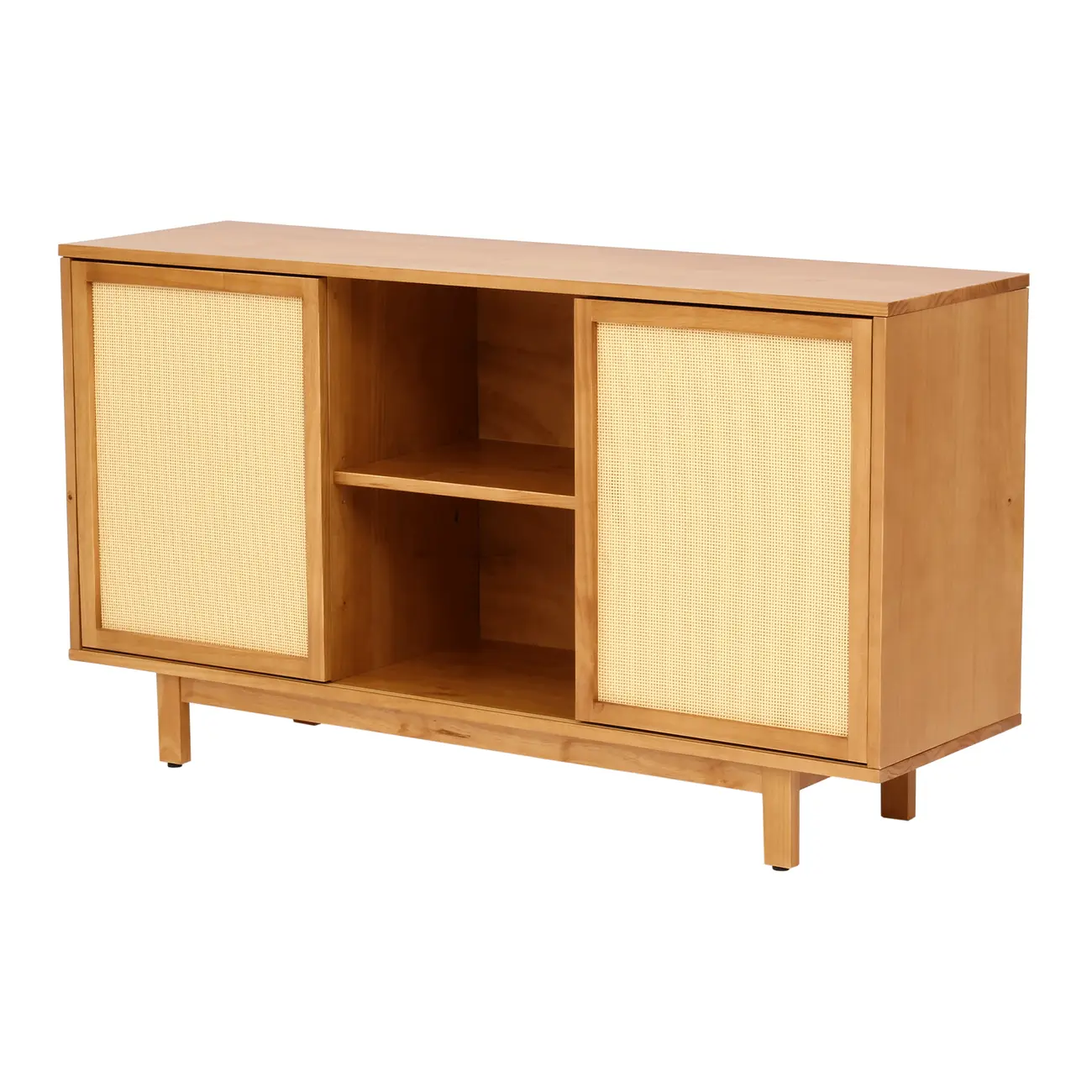BUFFET 2 PORTAS DE CORRER COM PALHINHA 1,40 M X 40 CM PALHANDI - AMÊNDOA/NATURAL - Foto 4