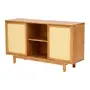 BUFFET 2 PORTAS DE CORRER COM PALHINHA 1,40 M X 40 CM PALHANDI - AMÊNDOA/NATURAL - Foto 4
