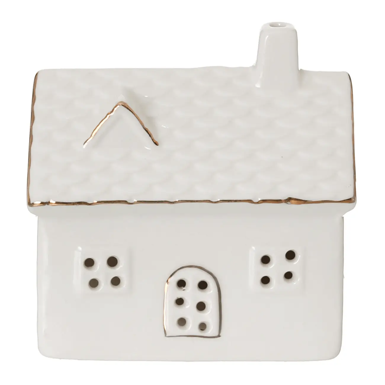 ADORNO CASA DOURADA 8 CM CELEBRATION - OFF WHITE/OURO - Foto 1