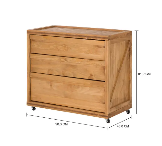 CÔMODA 3 GAVETAS 90 CM X 45 CM CRATES - ENCERADO CASTANHO - Foto 6