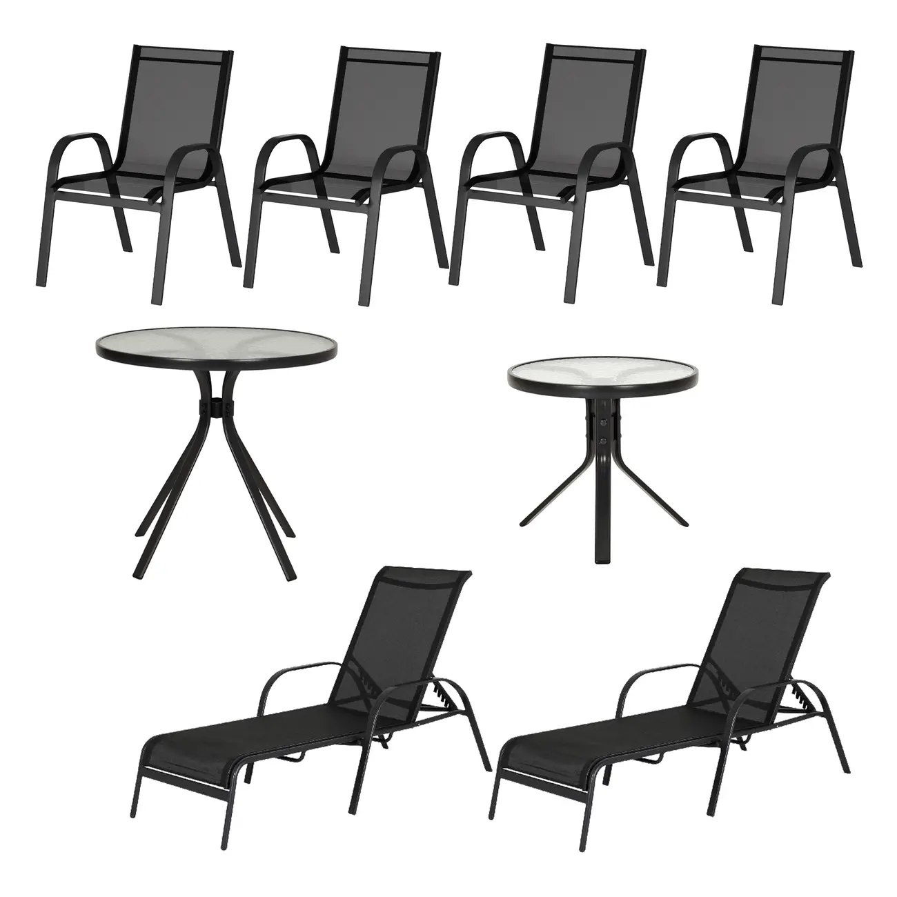 CONJUNTO PARA JARDIM COM 8 PEÇAS SUN - PRETO/PRETO - Foto 1