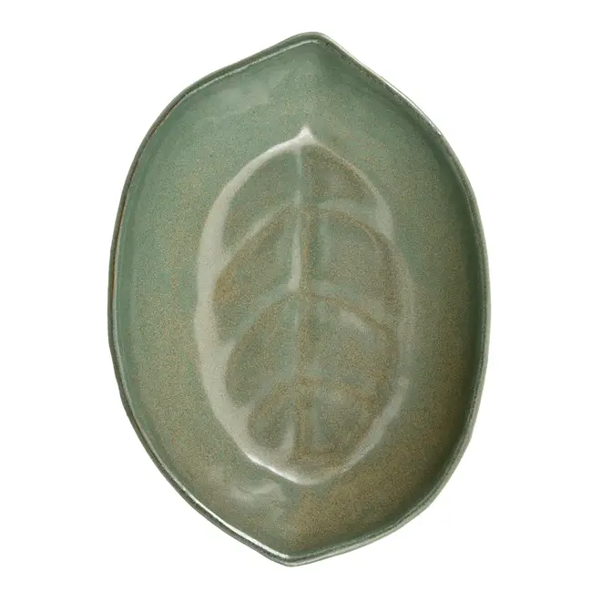 TIGELA OVAL 22 CM X 16 CM FOLHA - VERDE - Foto 1
