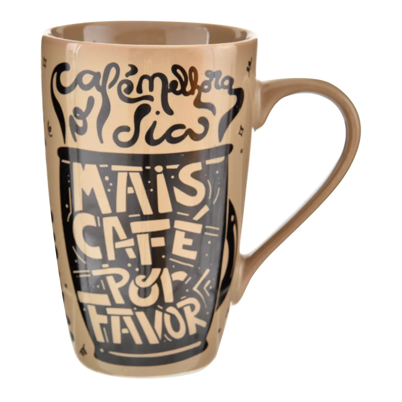 CANECA 400 ML HORA DO CAFÉ - BEGE/CAFÉ - Foto 1