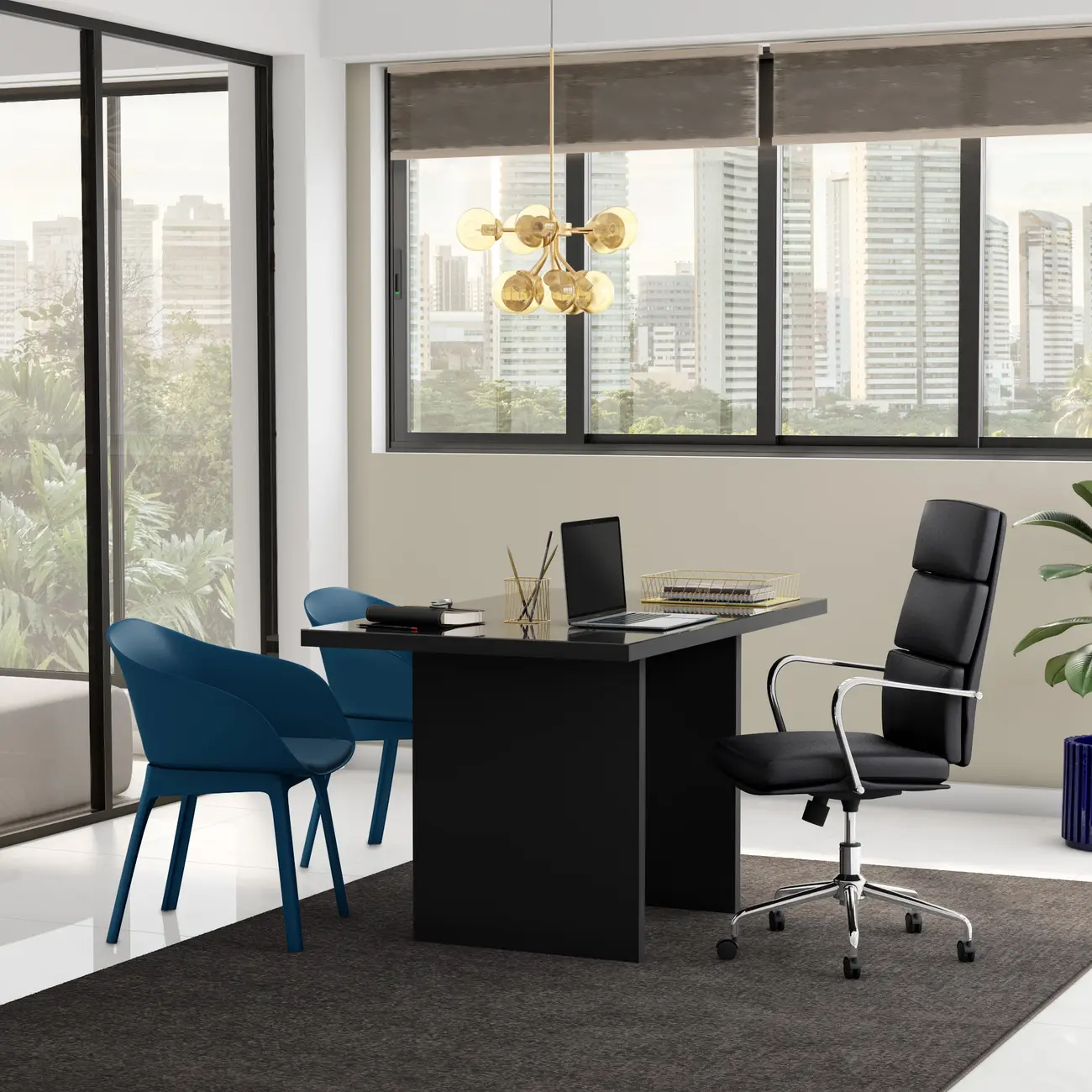 CADEIRA DE ESCRITÓRIO ALTA CEO - CROMADO/PRETO - Foto 3