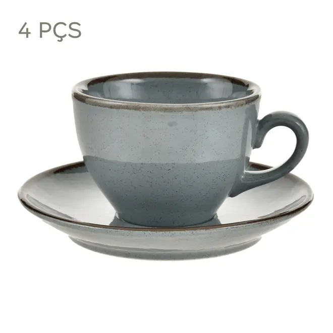 JG DE XÍCARA DE CHÁ C/4 PEÇAS MARURU - BLEU CENDRÉ - Foto 1