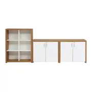 ESTANTE COM 2 ARMÁRIOS BAIXO BOSS - OAK TAMMI/BRANCO - Foto 1