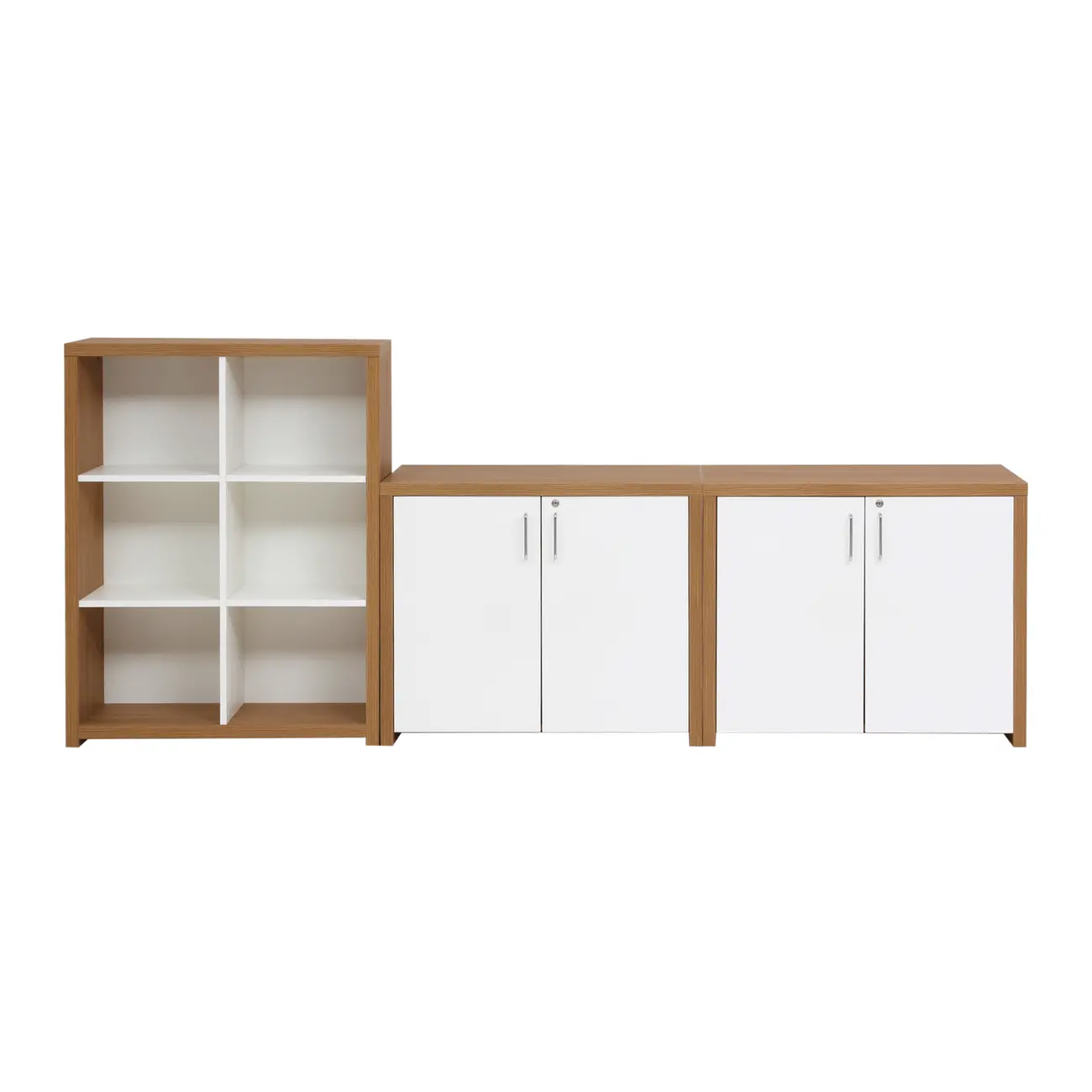 ESTANTE COM 2 ARMÁRIOS BAIXO BOSS - OAK TAMMI/BRANCO - Foto 1