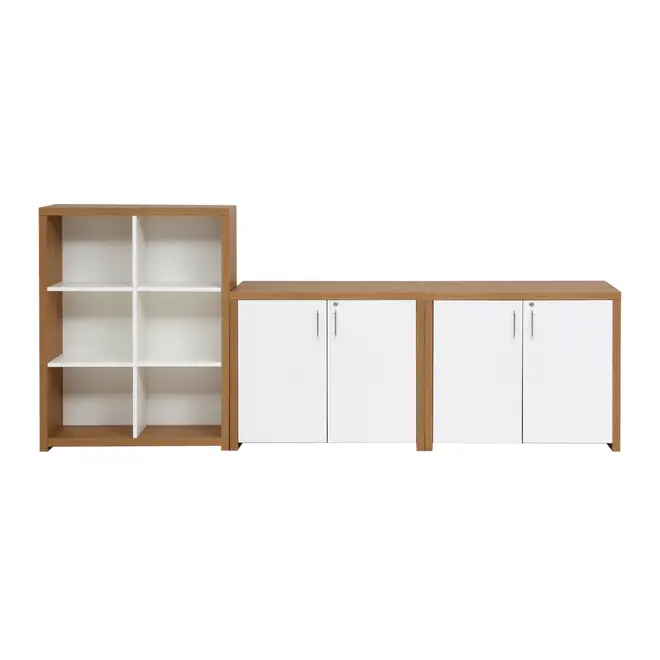 ESTANTE COM 2 ARMÁRIOS BAIXO BOSS - OAK TAMMI/BRANCO - Foto 1