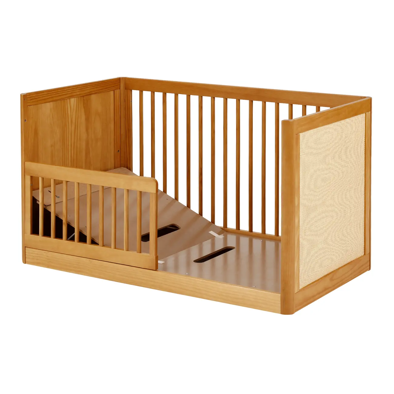 BERÇO COM PALHINHA 70 CM 2 EM 1 - BERÇO/MINICAMA PALHANDI - AMÊNDOA/NATURAL - Foto 12