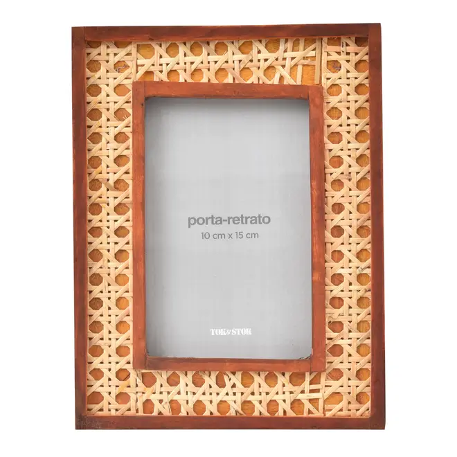 PORTA-RETRATO COM PALHINHA 10 CM X 15 CM STROH - NOZES/NATURAL - Foto 1