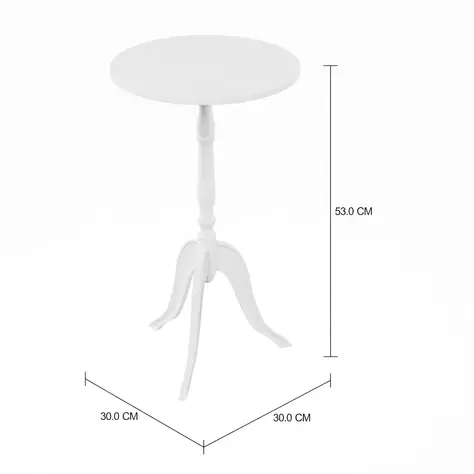 Imagem com medidas do produto MESA LATERAL REDONDA 30 CM TRIKY