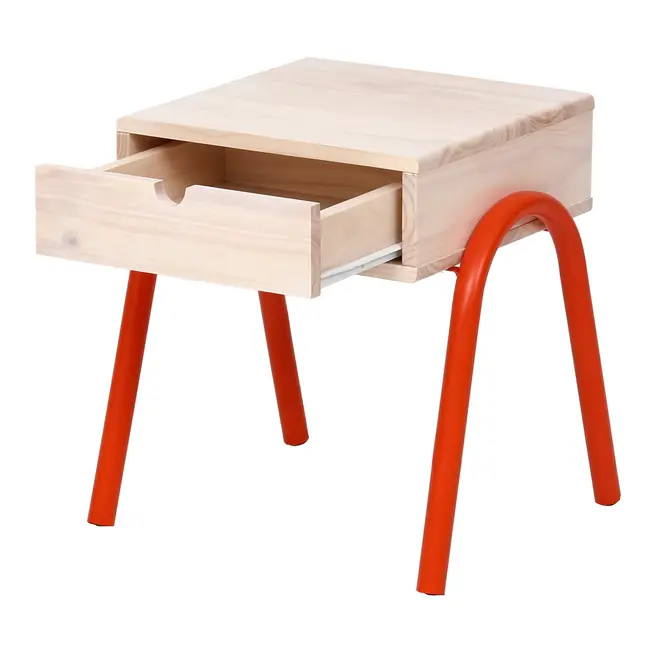 MESA DE CABECEIRA 1 GAVETA BOUNCE - LARANJA LED/NATURAL WASHED - Foto 3