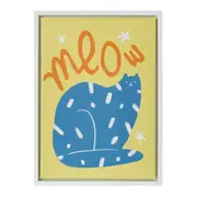 QUADRO 30 CM X 22 CM CAT MEOW - BRANCO/ZIMBRO - Foto 1
