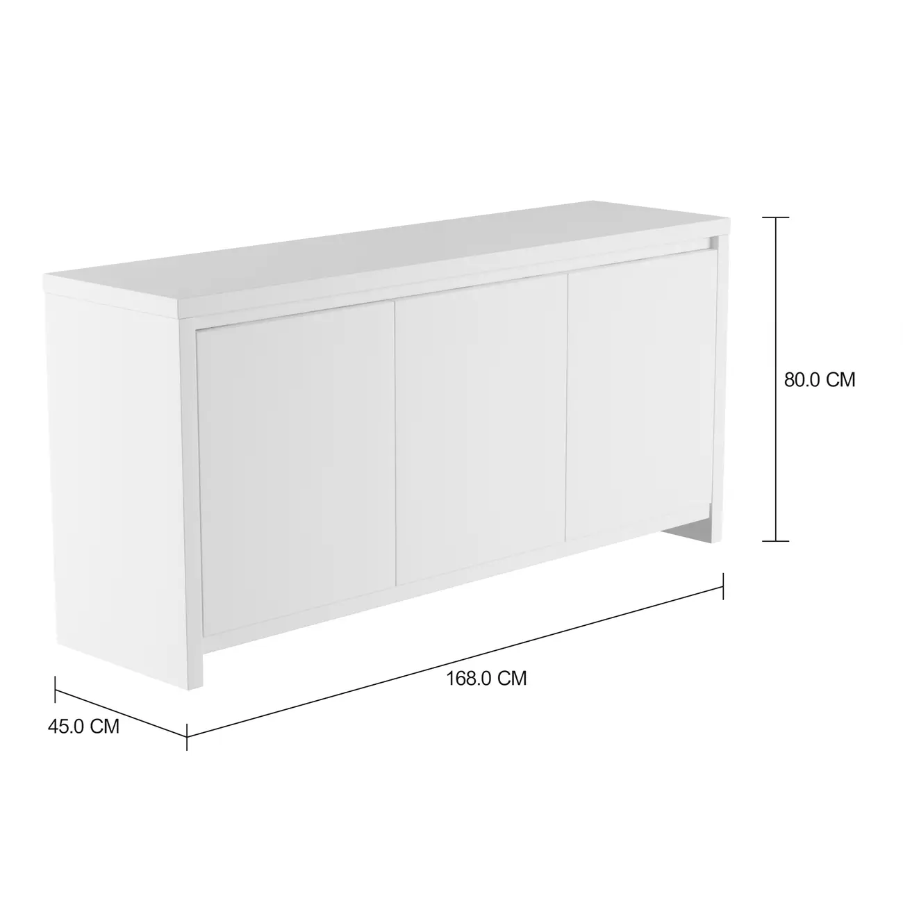 BUFFET 3 PORTAS 1,68 M X 45 CM VOGAN - BRANCO BRILHANTE - Foto 4