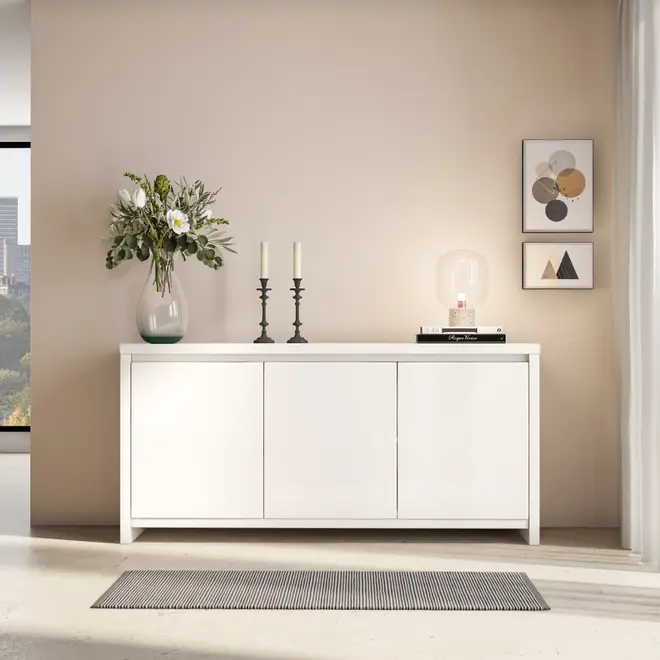 BUFFET 3 PORTAS 1,68 M X 45 CM VOGAN - BRANCO BRILHANTE - Foto 5