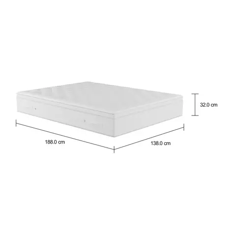 Imagem com medidas do produto COLCHÃO CASAL COM MOLAS ENSACADAS 1,38 M X 1,88 M X 32 CM PREMIUM
