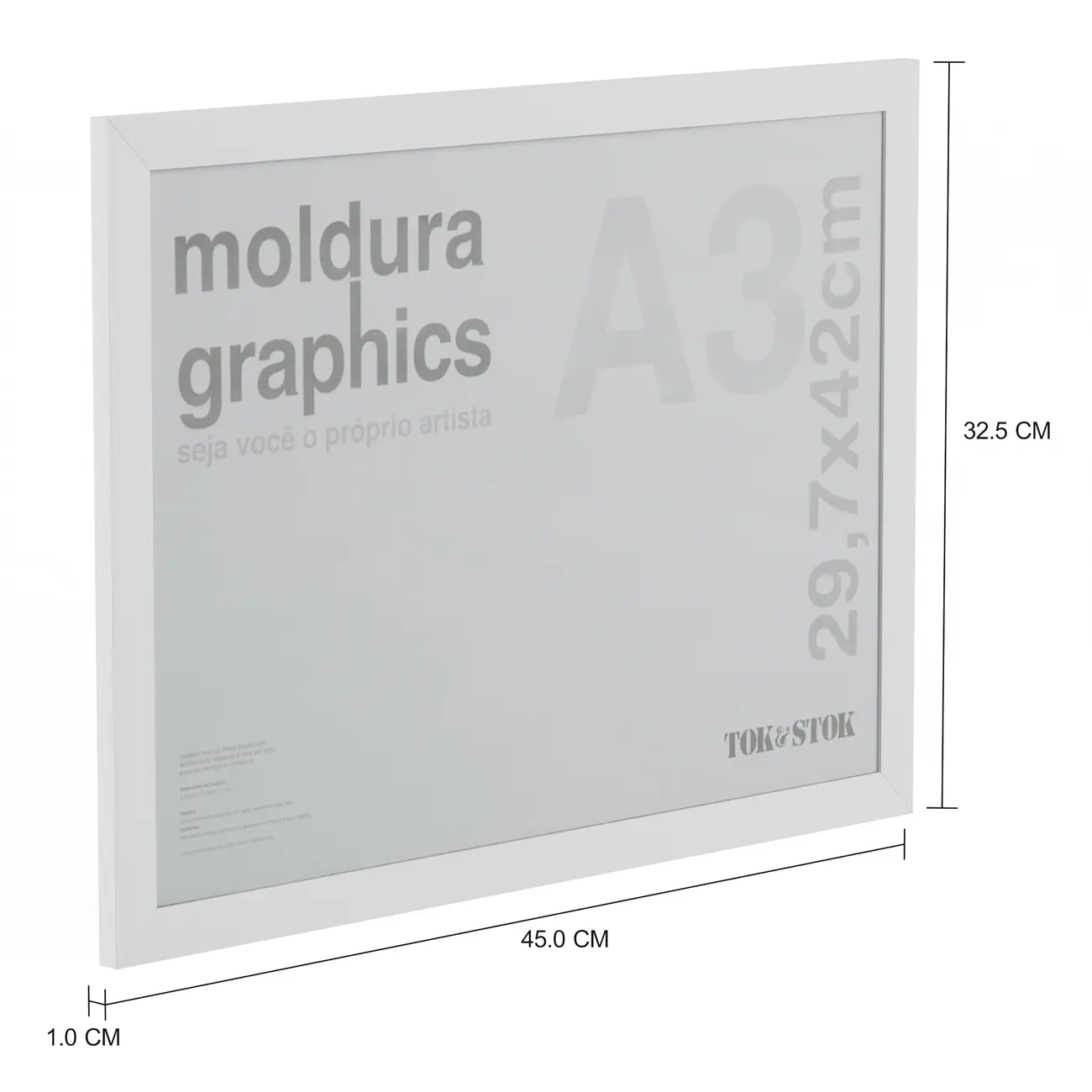 MOLDURA A3 29 CM X 42 CM GRAPHICS - BRANCO - Foto 2