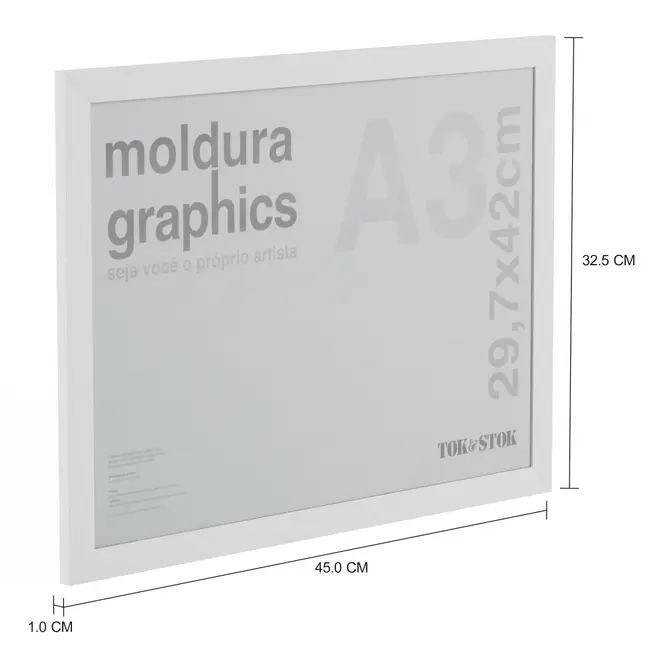MOLDURA A3 29 CM X 42 CM GRAPHICS - BRANCO - Foto 2