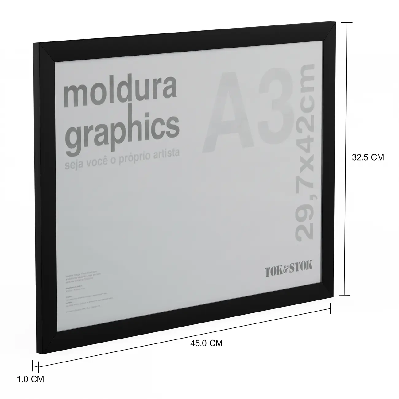 MOLDURA A3 29 CM X 42 CM GRAPHICS - PRETO - Foto 2