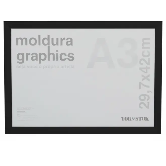 MOLDURA A3 29 CM X 42 CM GRAPHICS - PRETO - Foto 1