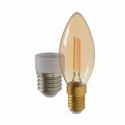 LÂMPADA VELA FILAMENTO E14 E27 3W 220V LUZ AMARELA TASCHIBRA - HANBAR - Foto 9
