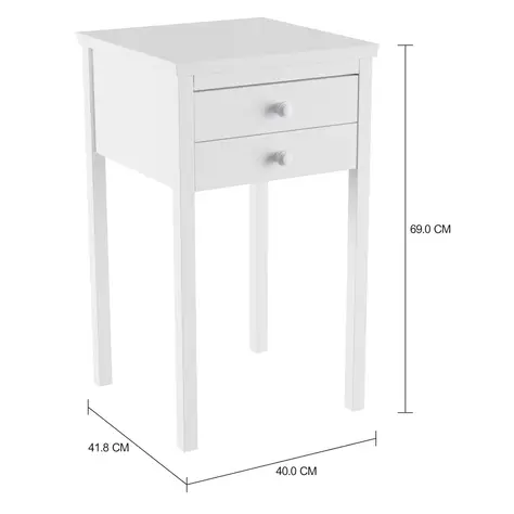 Imagem com medidas do produto MESA DE CABECEIRA 2 GAVETAS MODEL
