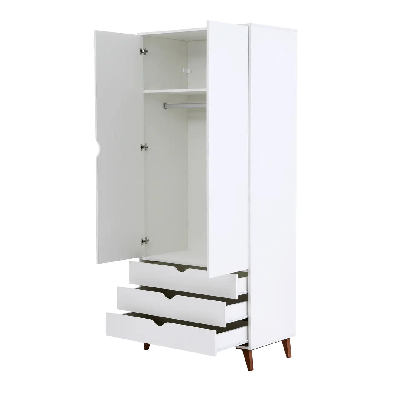 GUARDA-ROUPA 2 PORTAS/3 GAVETAS LIN - BRANCO/NOZES - Foto 6