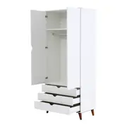GUARDA-ROUPA 2 PORTAS/3 GAVETAS LIN - BRANCO/NOZES - Foto 6