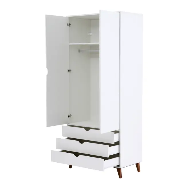 GUARDA-ROUPA 2 PORTAS/3 GAVETAS LIN - BRANCO/NOZES - Foto 6
