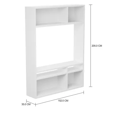 Imagem com medidas do produto ESTANTE PARA TV DE ATÉ 46 POLEGADAS 1,52 M X 2,05 M PROOF