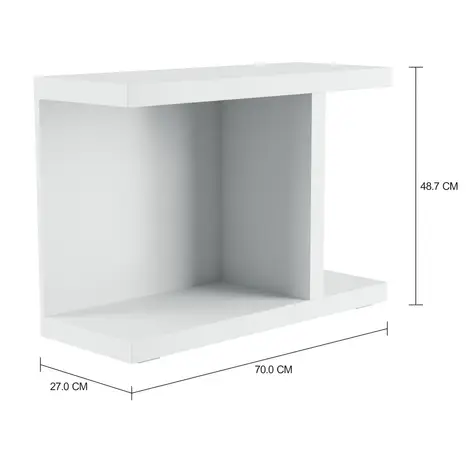 Imagem com medidas do produto MESA LATERAL 70 CM X 27 CM BENY