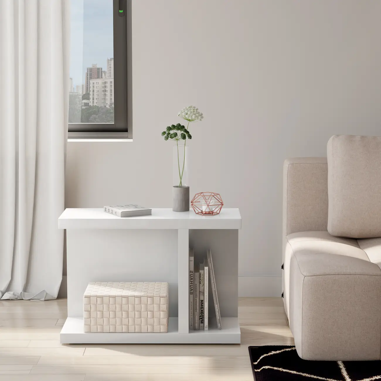 MESA LATERAL 70 CM X 27 CM BENY - BRANCO BRILHANTE - Foto 3