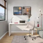 MESA DE ESCRITÓRIO TRAPEZOIDAL 1,45 M X 60 CM ESQUERDA FIND - BRANCO - Foto 3
