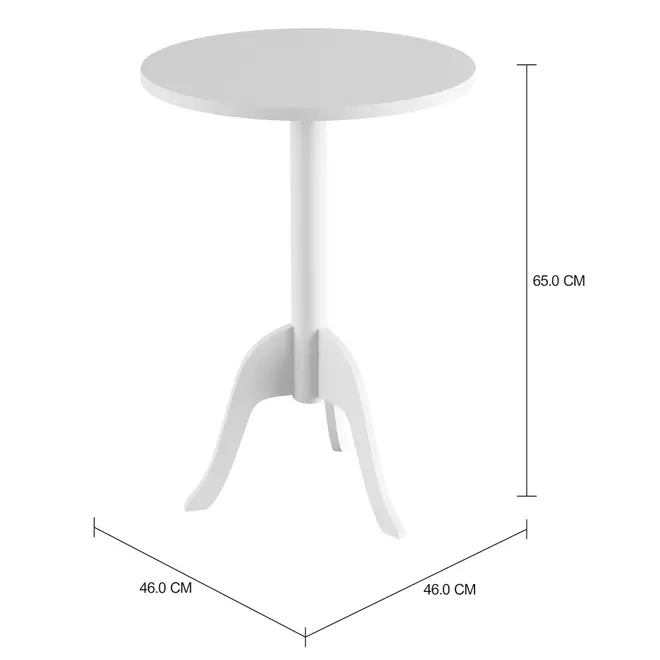 MESA LATERAL REDONDA 45 CM GUERIDON - BRANCO - Foto 2