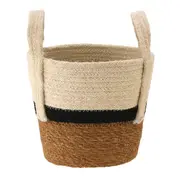 CESTO COM ALÇA 18 CM X 20 CM X 20 CM MOKKA - FIBRA CLARA/PRETO - Foto 2
