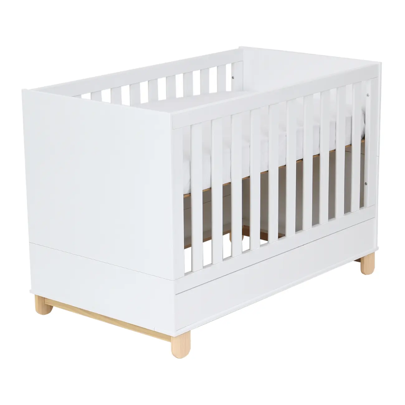 BERÇO 70 CM 2 EM 1 - BERÇO/CAMA INFANTIL SWEET - BRANCO/PINUS NATURAL - Foto 2
