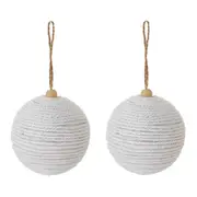 KIT COM 2 PINGENTES BOLAS FLUFFY VILAREJO NOEL - BRANCO - Foto 1