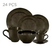 APARELHO DE JANTAR C/24 PÇS GEO ORGÂNICO - ONIX - Foto 1