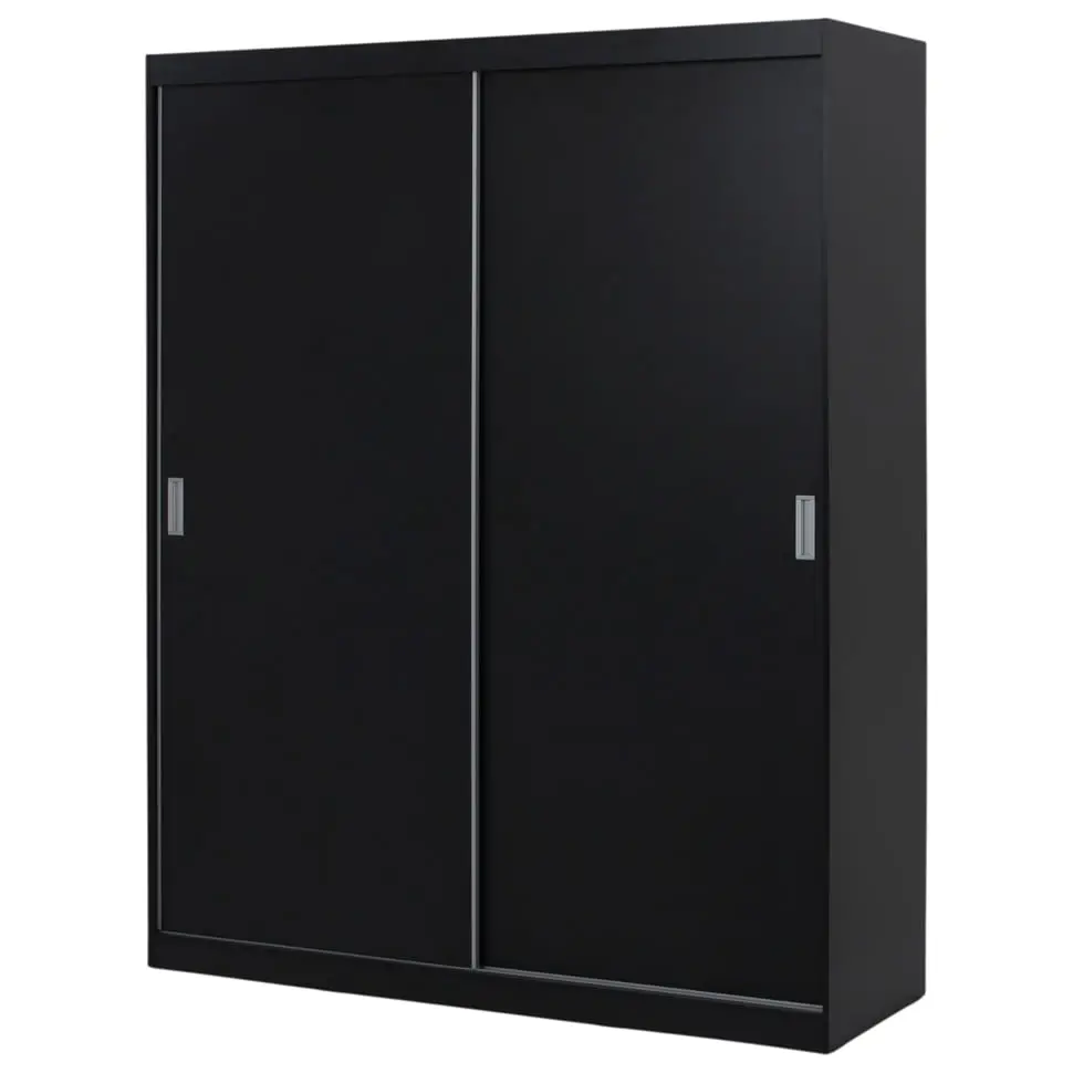 GUARDA-ROUPA DE CASAL 2 PORTAS DE CORRER 180 NOVILE - PRETO/BRANCO - Foto 6