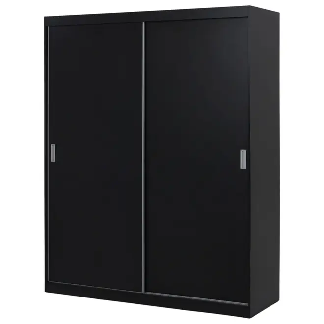 GUARDA-ROUPA DE CASAL 2 PORTAS DE CORRER 180 NOVILE - PRETO/BRANCO - Foto 6