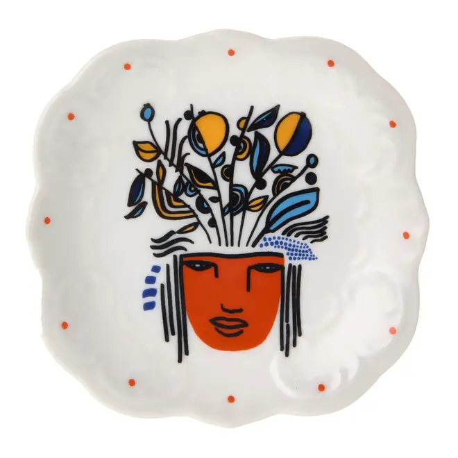 PRATO DECORATIVO CONJUNTO COM 3 PEÇAS MULHER PÁSSARO - BRANCO/MULTICOR - Foto 2